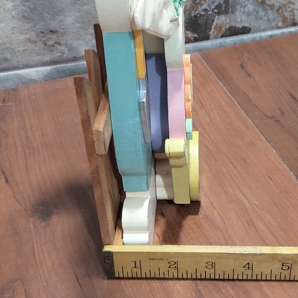 Easter Decor Wooden Three Bunny Rabbts Cloth Ears - Picture 10 of 13